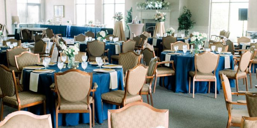 decorated tables, wedding venue
