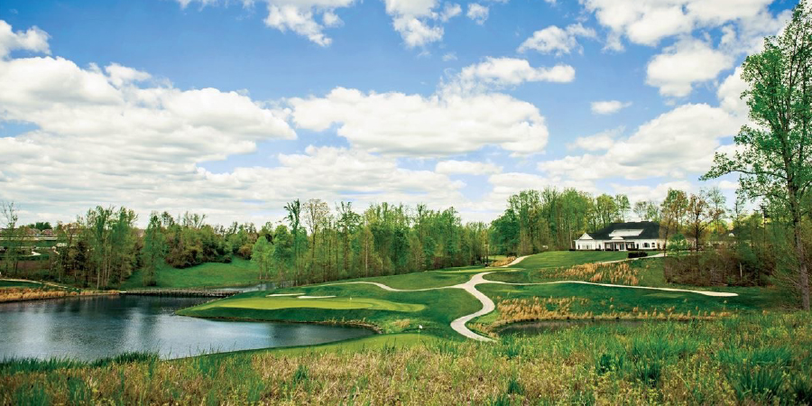aerial, golf course, water
