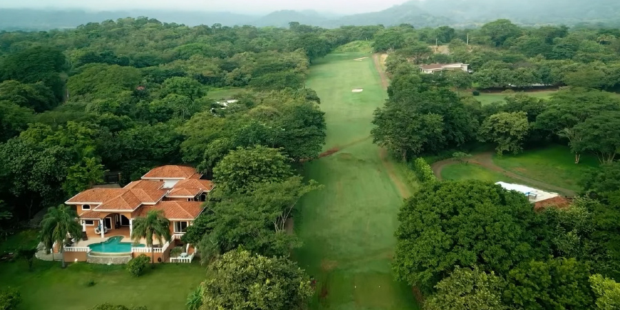 golf course, building, trees