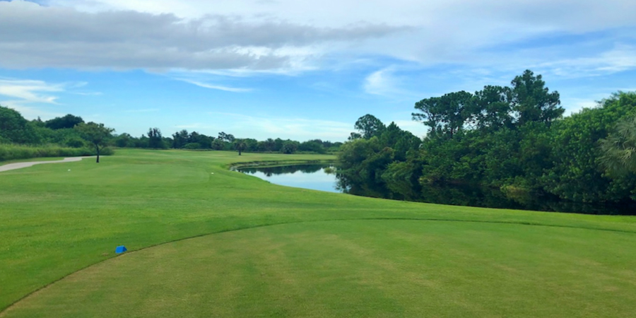 water, golf course, trees