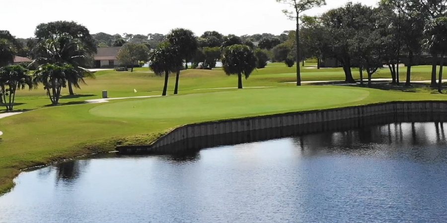 water, golf course, trees