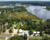 water, trees, road, buildings