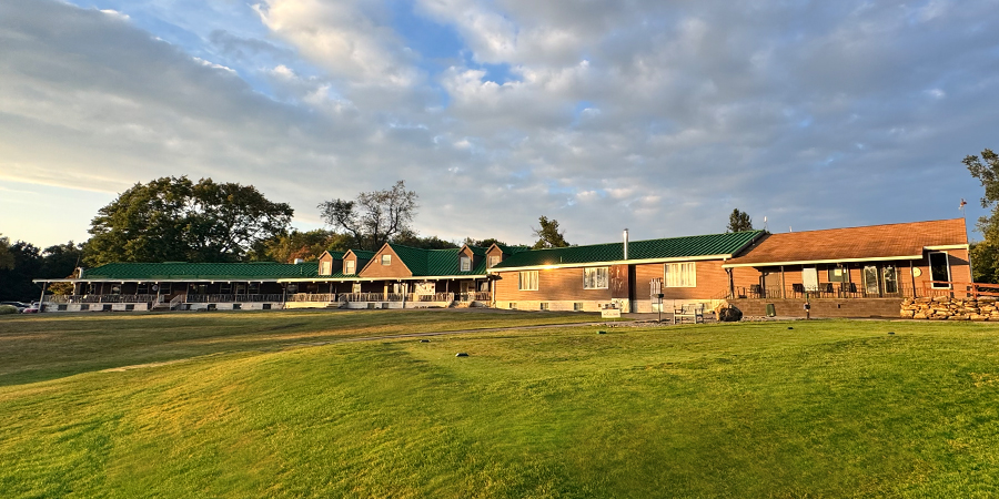 building, grass, clouds