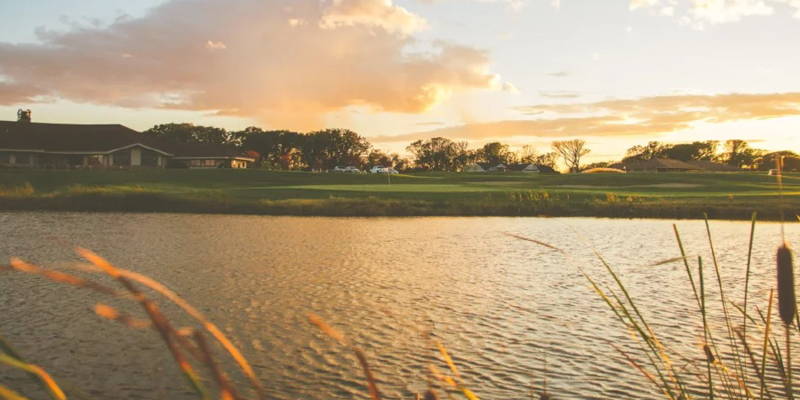 water, golf course, buildings water, golf course, buildings