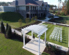 building, grass, chairs, wedding venue